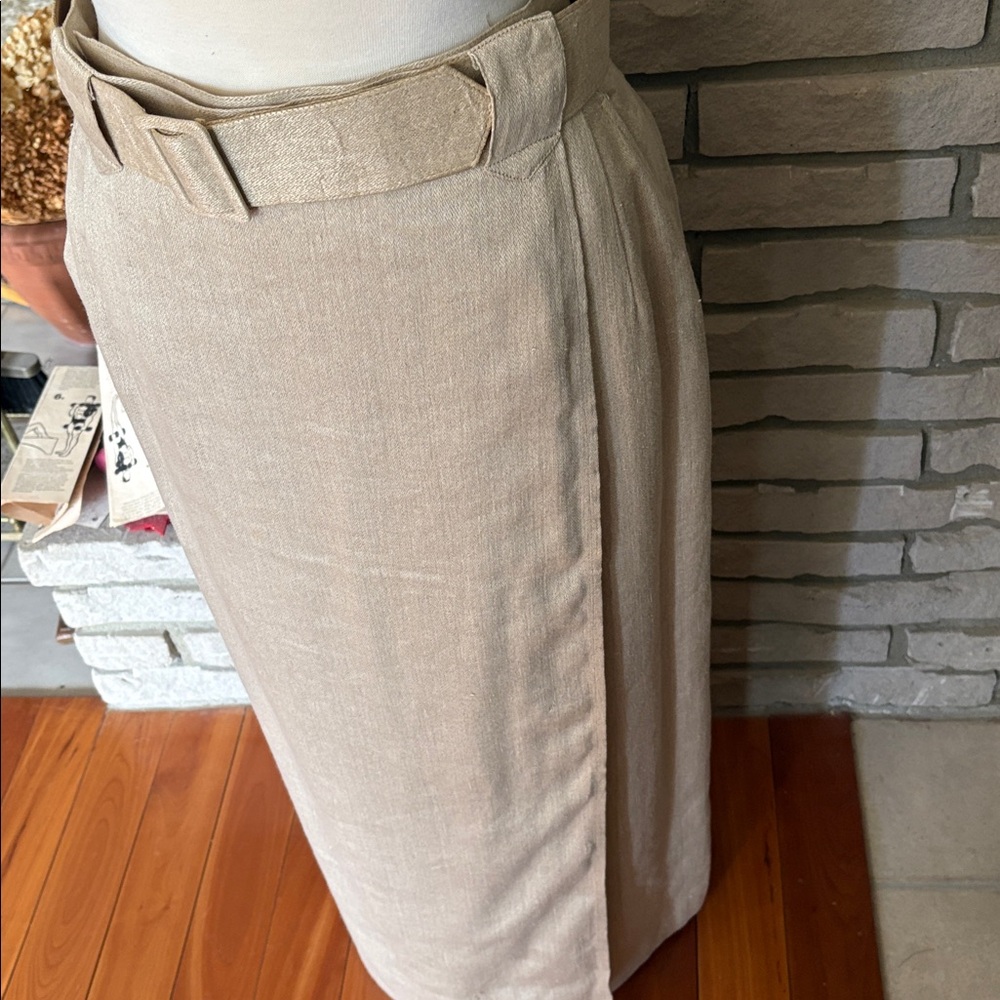 Ports international Beige, High waisted Wrap, Maxi Skirt with Belt: linen/cotton - Picture 4 of 12